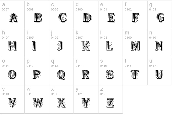 Showboat Regular lowercase a-z preview