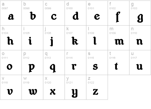 Shrewsbury Bold lowercase a-z preview