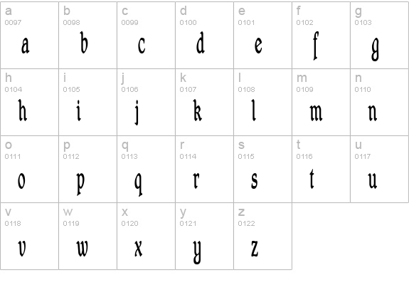 Shrewsbury-Condensed lowercase a-z preview