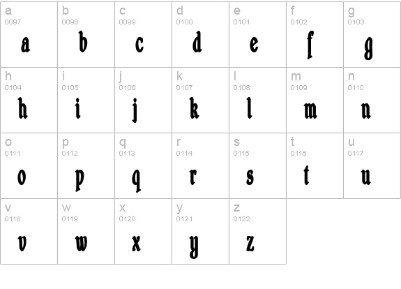 Shrewsbury-Condensed Bold lowercase a-z preview