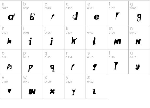 Sidewalker-Italic lowercase a-z preview