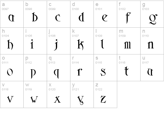 Sidhe Noble lowercase a-z preview