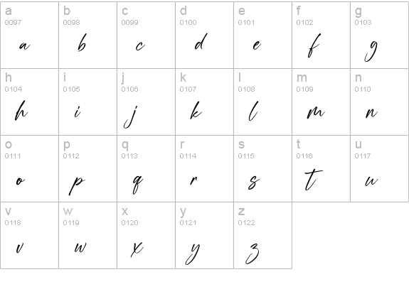 Sienthas Handwritten Font lowercase a-z preview