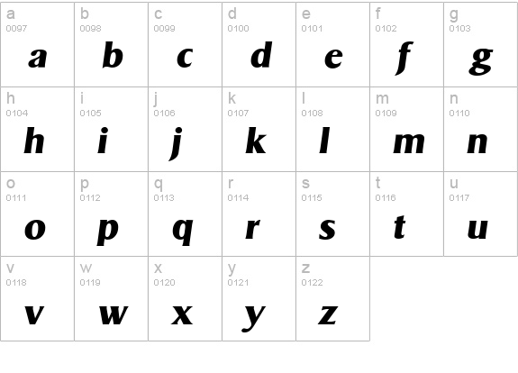 SigvarSerial-Xbold-Italic lowercase a-z preview