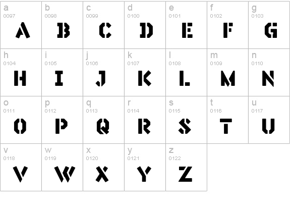 Silex Stencil Basic lowercase a-z preview