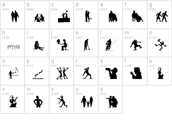 Silhouettes03 lowercase a-z preview