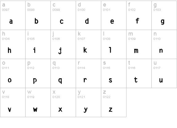 Silvery Tarjey lowercase a-z preview