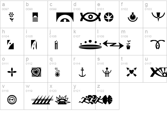 Simbolos 1 lowercase a-z preview
