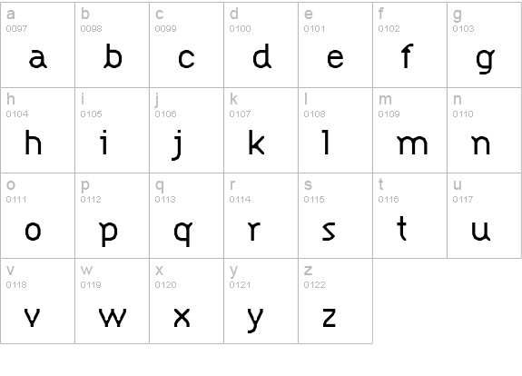 SimplexLight lowercase a-z preview