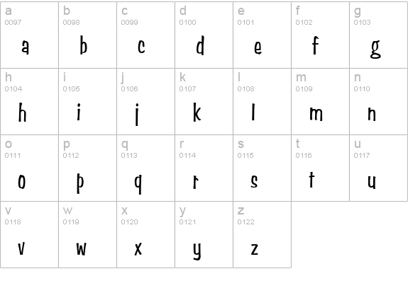 Simpson Condensed Normal lowercase a-z preview