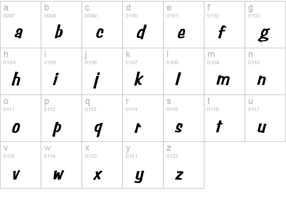 Simpson Heavy Italic lowercase a-z preview