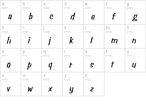 Simpson Italic lowercase a-z preview