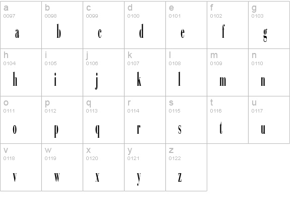 Sinema Display SSi Extra Condensed lowercase a-z preview