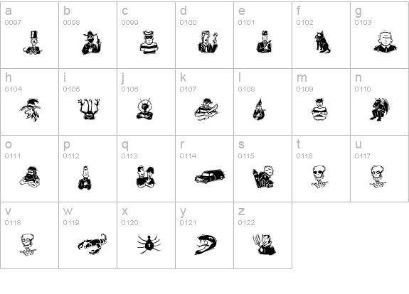 Sinister lowercase a-z preview