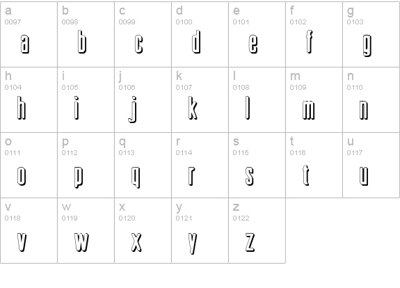 Sister Europe Shadow lowercase a-z preview