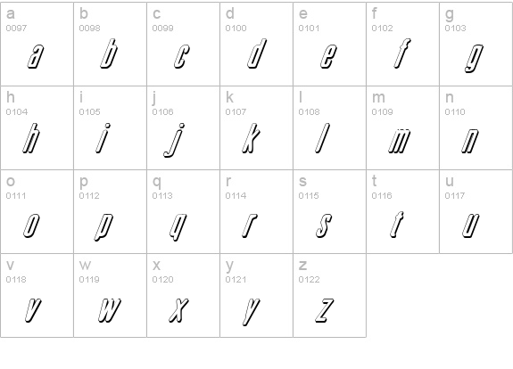 Sister Europe Shadow Italic lowercase a-z preview