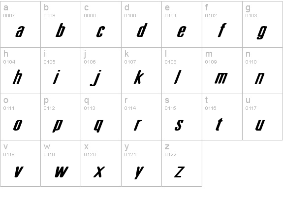 Sister Europe Wide Italic lowercase a-z preview