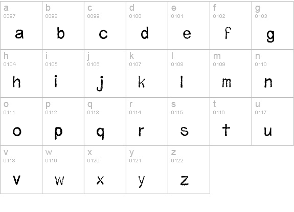 Sixcess lowercase a-z preview