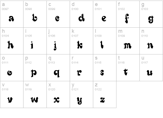 Sixties Regular lowercase a-z preview
