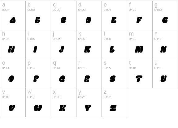 SixtiesVibe Oblique lowercase a-z preview