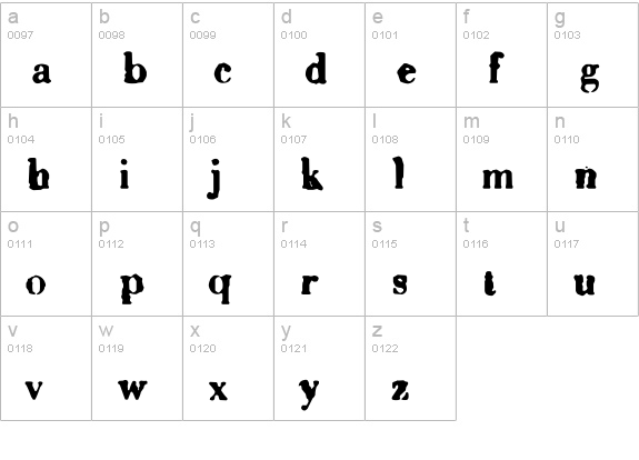 Sixty lowercase a-z preview
