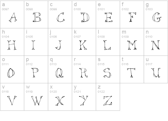 Sketched Out lowercase a-z preview