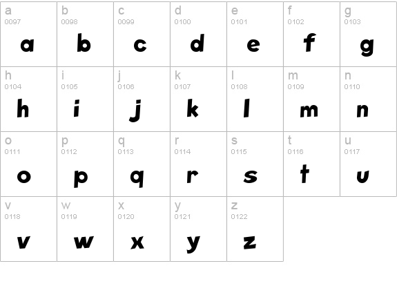 SketchHeavy Regular lowercase a-z preview