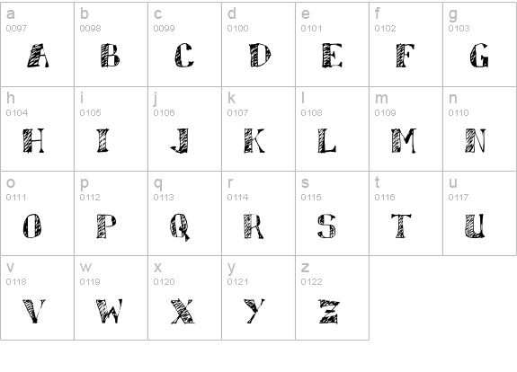 Sketchy lowercase a-z preview
