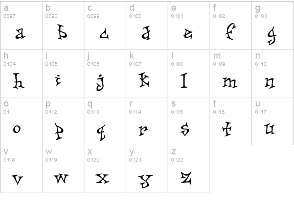 Skiffledog-BoldScratch lowercase a-z preview