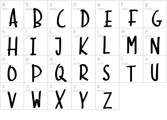 Skinny Marker lowercase a-z preview