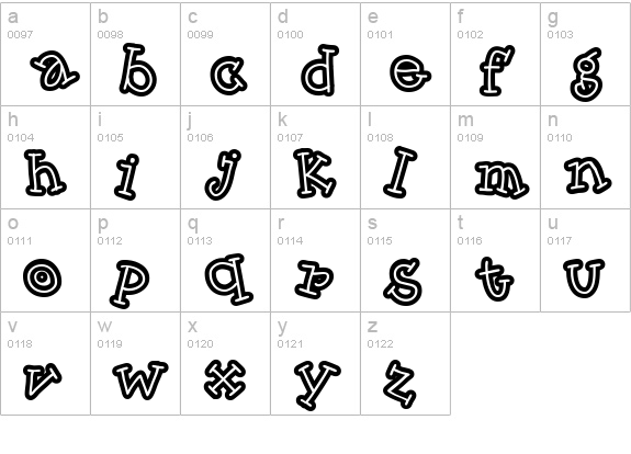 SkinnyCapKick lowercase a-z preview
