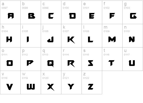 Skirmisher lowercase a-z preview