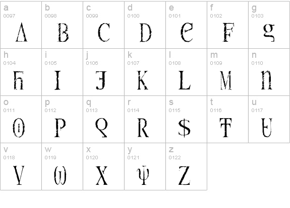 SkreechCaps lowercase a-z preview