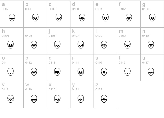 Skull Capz BRK lowercase a-z preview