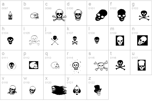 SkullZ lowercase a-z preview