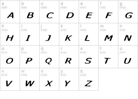 Sky Skunk lowercase a-z preview