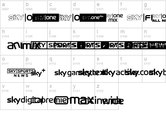 Sky TV Channel Logos lowercase a-z preview