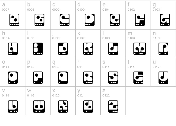 SkylabCode lowercase a-z preview