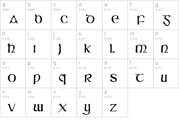 Sl‡ine lowercase a-z preview