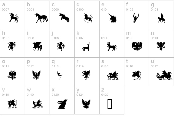 SL Mythological Silhouettes lowercase a-z preview