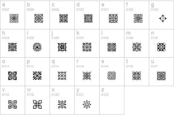 SL Square Ornaments lowercase a-z preview