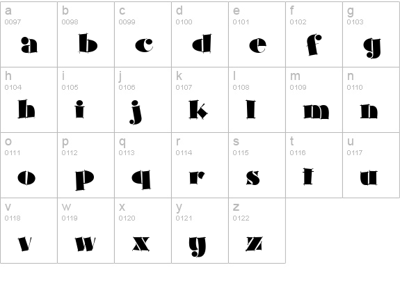 Slapdash Deco NF lowercase a-z preview
