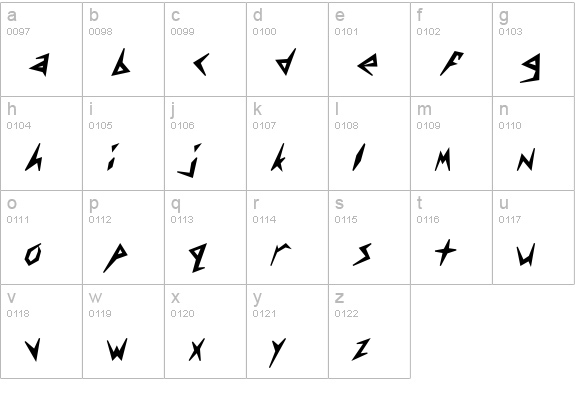 Slasher Heavy Normal lowercase a-z preview