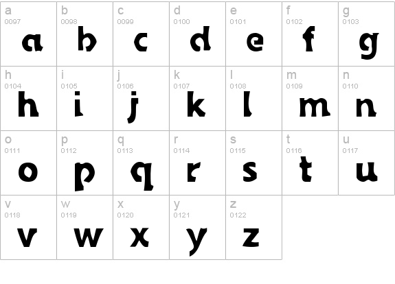 Sledge lowercase a-z preview