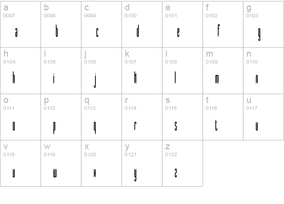 Slender BRK lowercase a-z preview