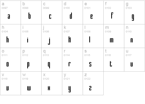 Slender Wide BRK lowercase a-z preview
