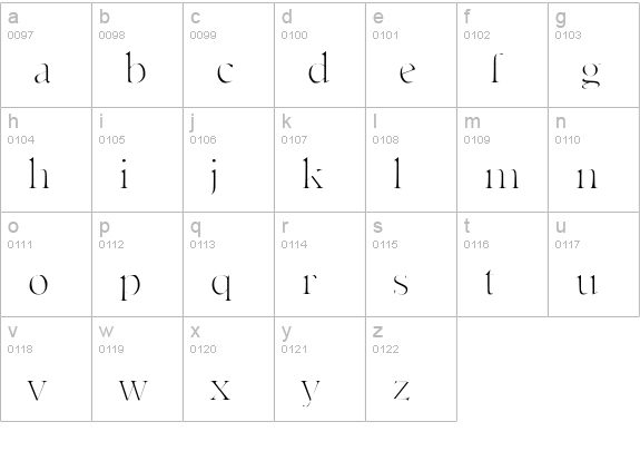 Slimfit SF lowercase a-z preview