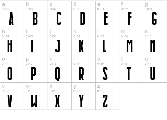 Slimlines lowercase a-z preview