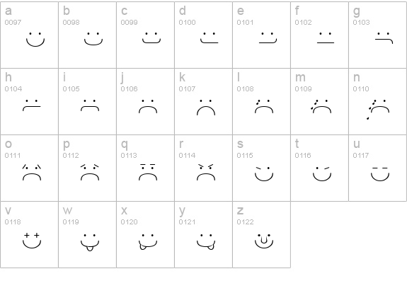 Smiley Regular lowercase a-z preview