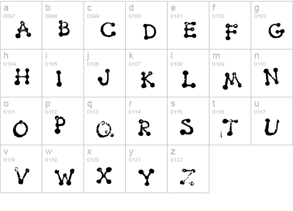 Smudgy Dot Stamps lowercase a-z preview